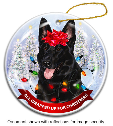 German Shepherd, Blk All Wrapped Up Ornament