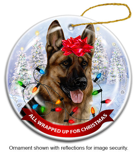 German Shepherd Sable All Wrapped Up Ornament