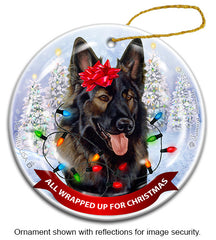German Shepherd Drk Brwn Sable Plush All Wrapped Up Ornament