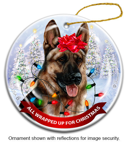 German Shepherd Light Sable All Wrapped Up Ornament