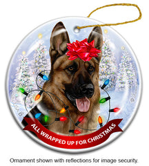 German Shepherd Sable All Wrapped Up Ornament