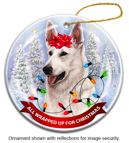 German Shepherd, White All Wrapped Up Ornament