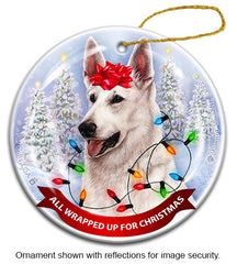 German Shepherd, White All Wrapped Up Ornament