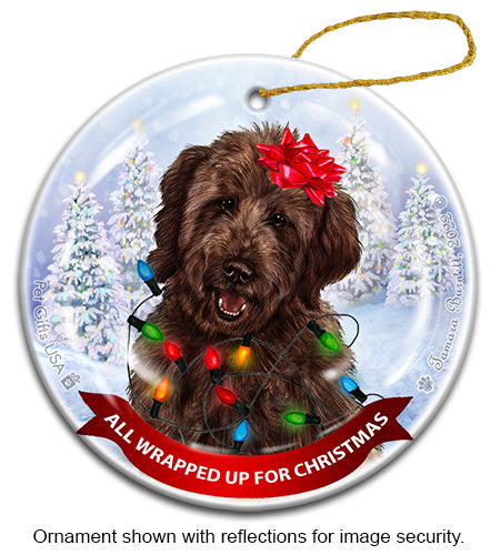 Goldendoodle Chocolate All Wrapped Up Ornament
