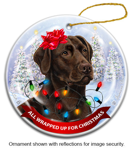 Labrador Chocolate (English) All Wrapped Up Ornament