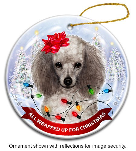 Poodle Silver All Wrapped Up Ornament