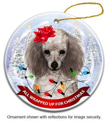 Poodle Silver All Wrapped Up Ornament