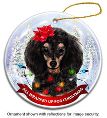 Poodle Black and Tan All Wrapped Up Ornament