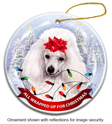 Poodle Mini White All Wrapped Up Ornament