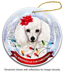 Poodle White All Wrapped Up Ornament