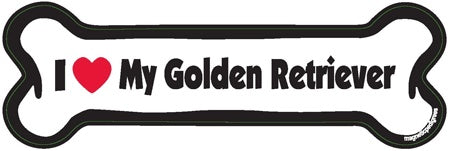 I Love My Golden Retriever - Bone Magnet