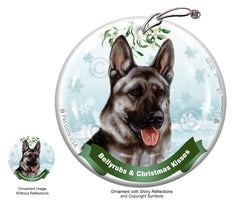 German Shepherd Silver Sable Bellyrubs and Christmas Kisses Ornament