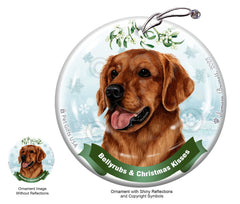 Golden Retriever Red Bellyrubs and Christmas Kisses Ornament