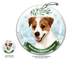 Jack Russell Brown and White Bellyrubs and Christmas Kisses Ornament