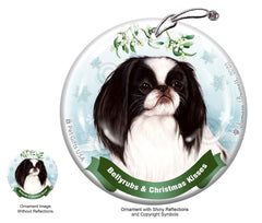 Japanese Chin Black and White Bellyrubs and Christmas Kisses Ornament