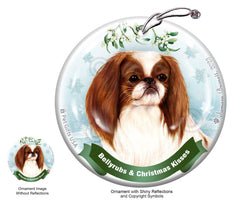 Japanese Chin Red and White Bellyrubs and Christmas Kisses Ornament