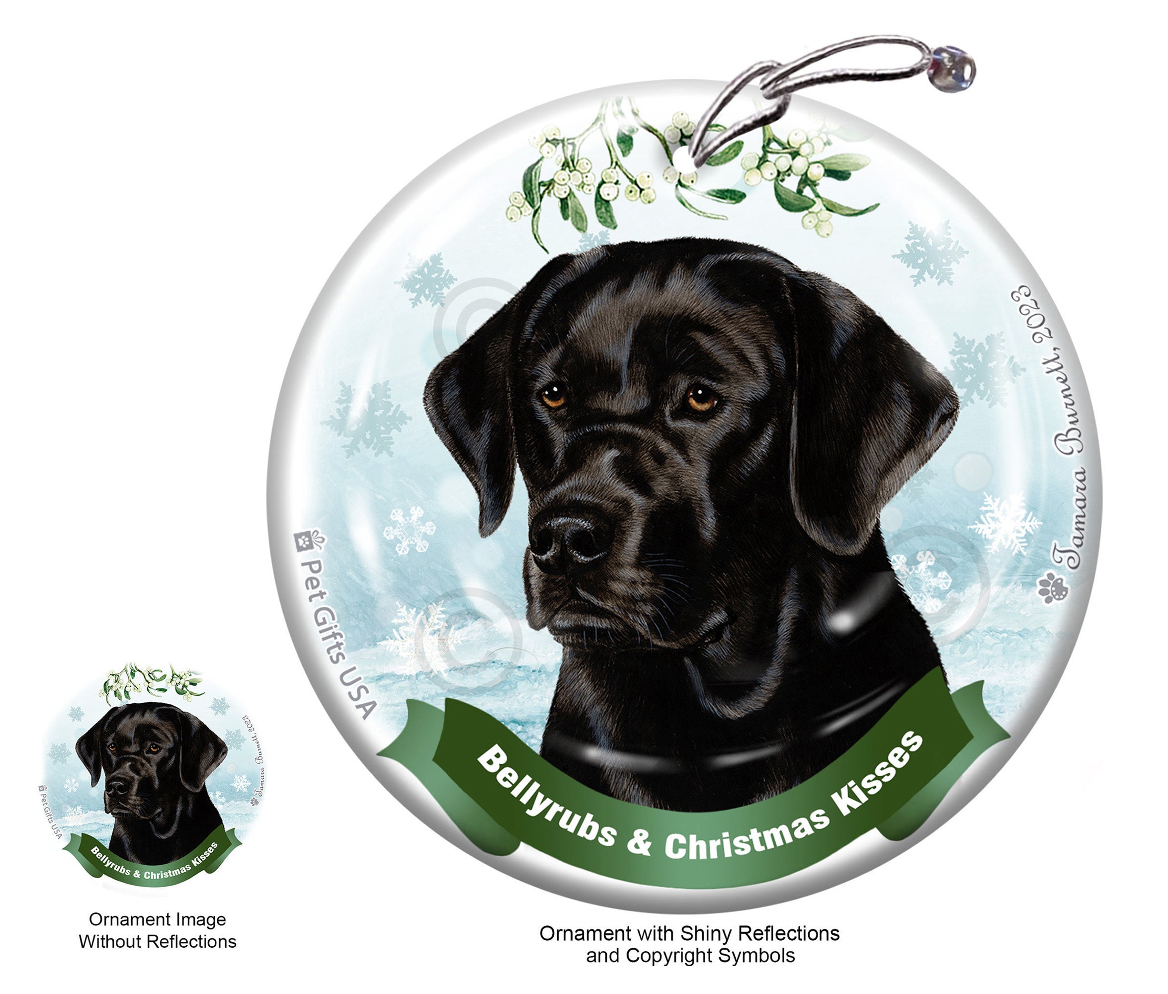 Labrador Retriever English Black Bellyrubs and Christmas Kisses Ornament