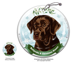 Labrador Retriever English Chocolate Bellyrubs and Christmas Kisses Ornament