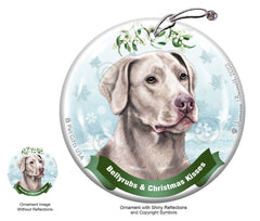 Labrador Retriever American Silver Bellyrubs and Christmas Kisses Ornament