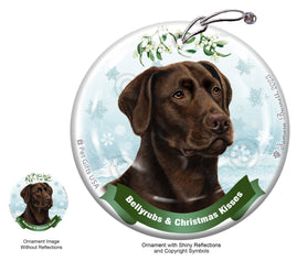 Labrador Retriever American Chocolate Bellyrubs and Christmas Kisses Ornament