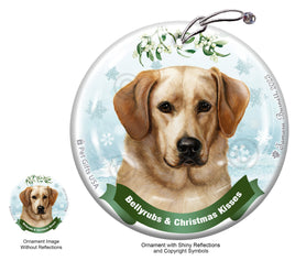 Labrador Retriever Yellow Front Face Bellyrubs and Christmas Kisses Ornament