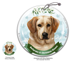 Labrador Retriever Yellow Front Face Bellyrubs and Christmas Kisses Ornament
