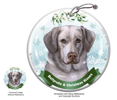 Labrador American Silver Front Face Bellyrubs and Christmas Kisses Ornament