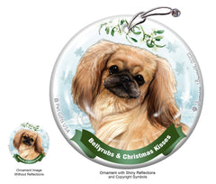 Pekingese Fawn Sable Bellyrubs and Christmas Kisses Ornament