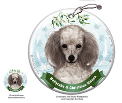 Poodle Silver Bellyrubs and Christmas Kisses Ornament