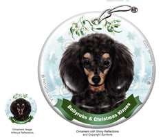 Poodle Black and Tan Bellyrubs and Christmas Kisses Ornament