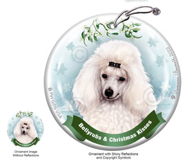 Poodle White Mini Bellyrubs and Christmas Kisses Ornament