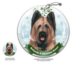 Briard Fawn Cropped Bellyrubs and Christmas Kisses Ornament