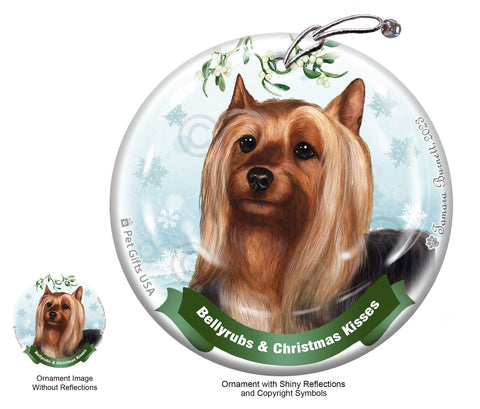 Silky Terrier Bellyrubs and Christmas Kisses Ornament