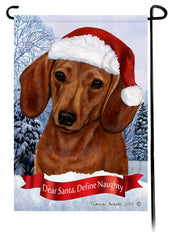 Dachshund SH Red Dear Santa, Define Naughty - Garden Flag