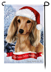 Dachshund LH Cream Dear Santa, Define Naughty - Garden Flag