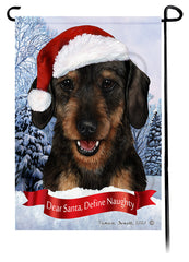 Dachshund LH Black Dear Santa, Define Naughty - Garden Flag