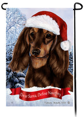Dachshund LH Chocolate and Tan Dear Santa, Define Naughty - Garden Flag