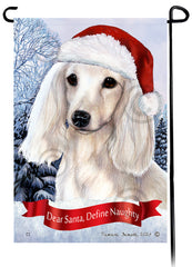 Dachshund LH White Dear Santa, Define Naughty - Garden Flag