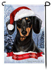 Dachshund SH Black and Tan Dear Santa, Define Naughty - Garden Flag