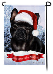 French Bulldog Black Dear Santa, Define Naughty - Garden Flag
