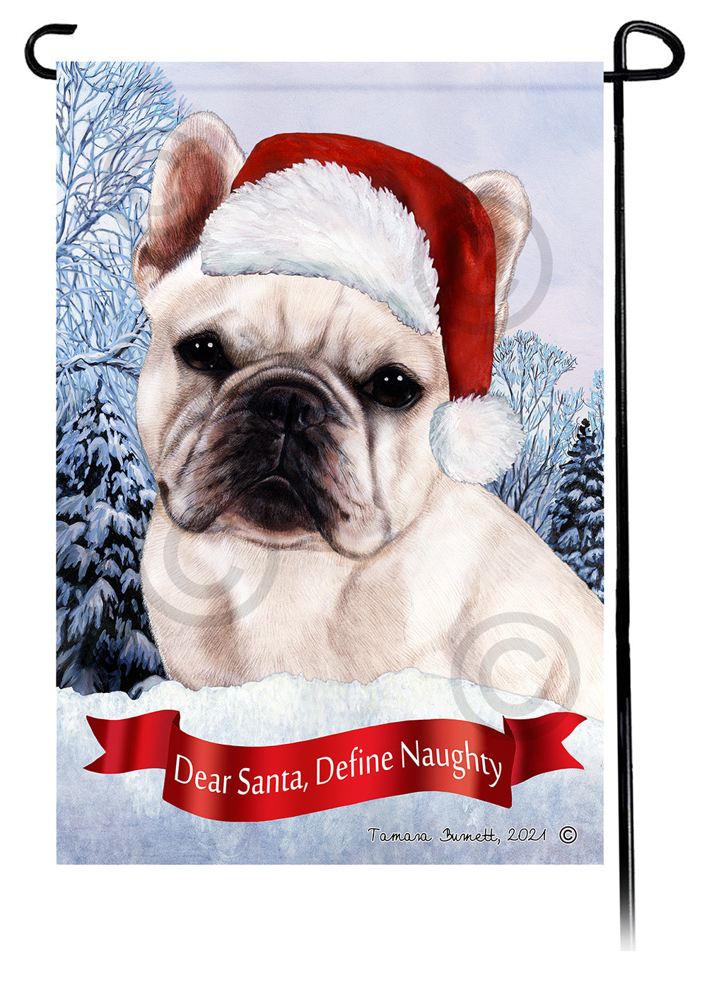 French Bulldog White Dear Santa, Define Naughty - Garden Flag