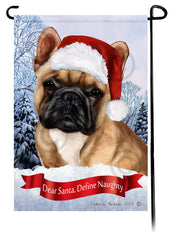 French Bulldog Fawn and White Dear Santa, Define Naughty - Garden Flag
