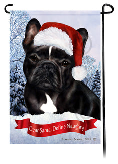 French Bulldog Black and White Dear Santa, Define Naughty - Garden Flag