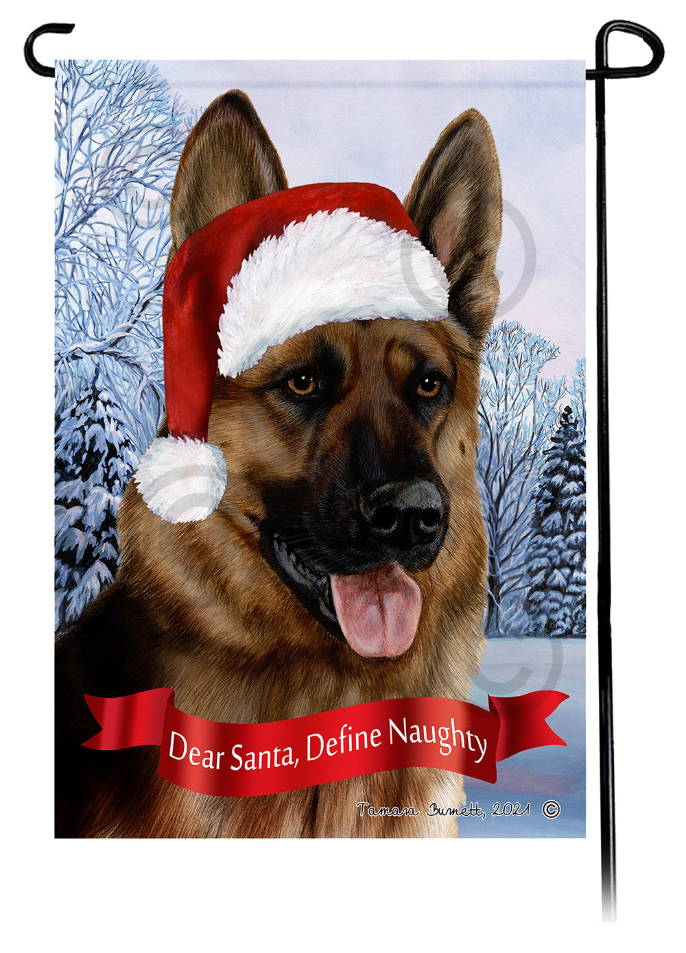 German Shepherd Red Sable Dear Santa, Define Naughty - Garden Flag