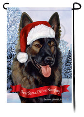 German Shepherd Plush Sable Dear Santa, Define Naughty - Garden Flag