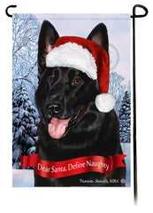 German Shepherd Black Dear Santa, Define Naughty - Garden Flag