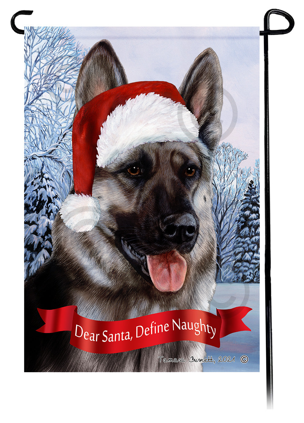 German Shepherd Silver Sable Dear Santa, Define Naughty - Garden Flag