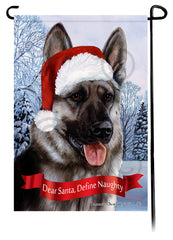 German Shepherd Silver Sable Dear Santa, Define Naughty - Garden Flag