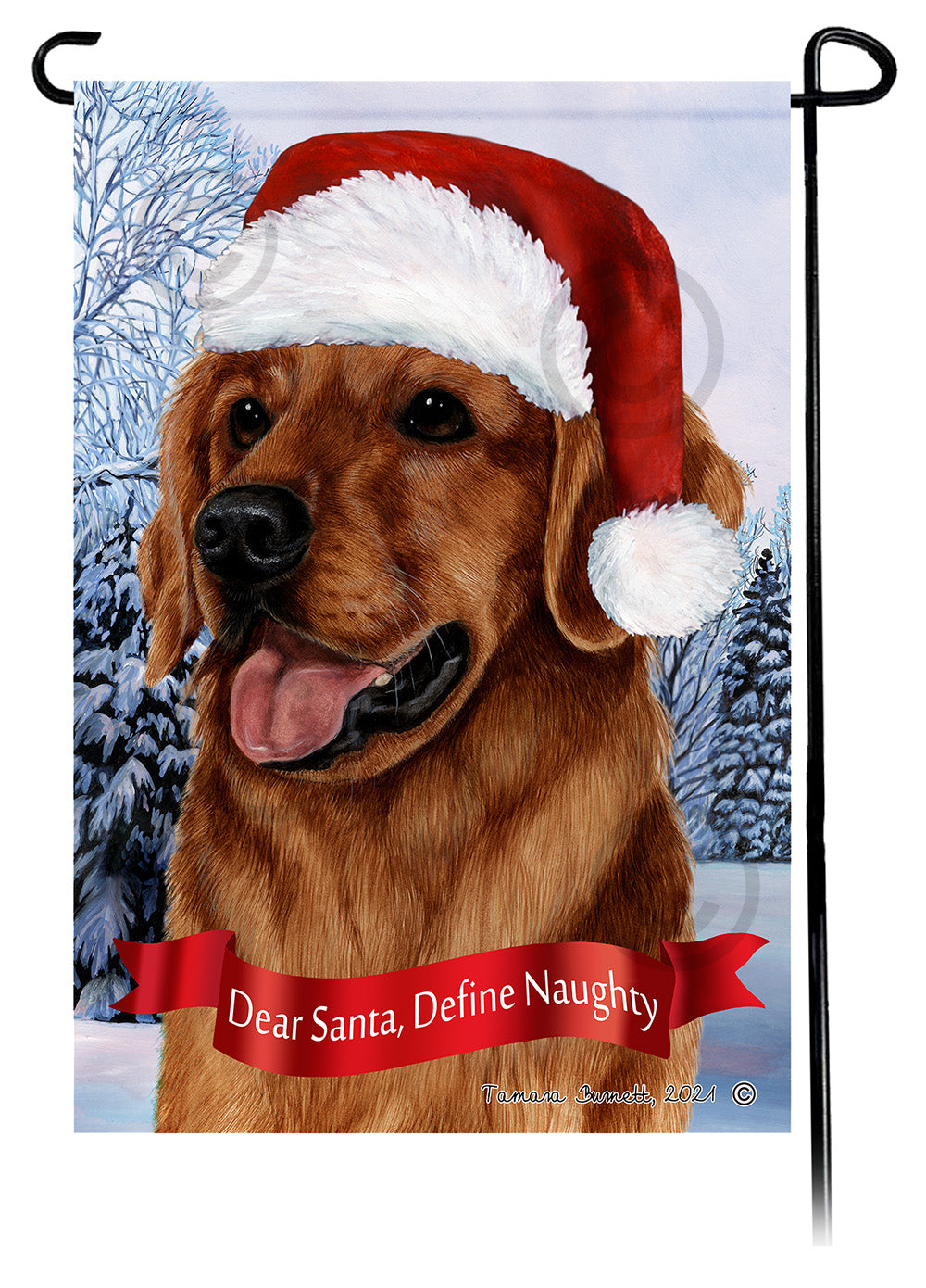 Golden Retriever Red Dear Santa, Define Naughty - Garden Flag