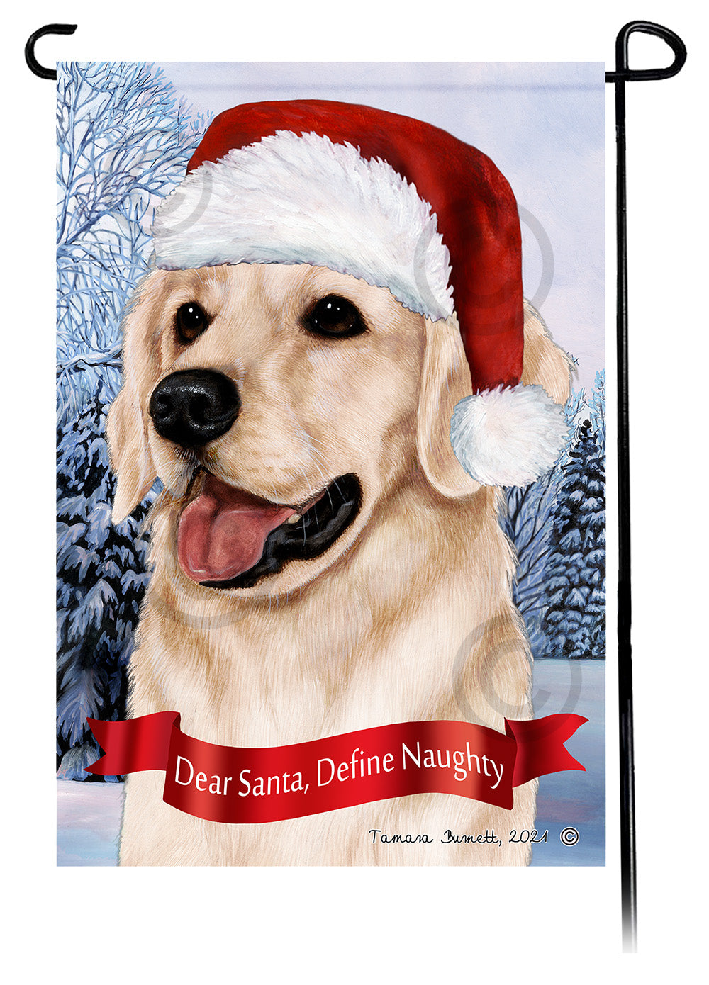 Golden Retriever White Dear Santa, Define Naughty - Garden Flag